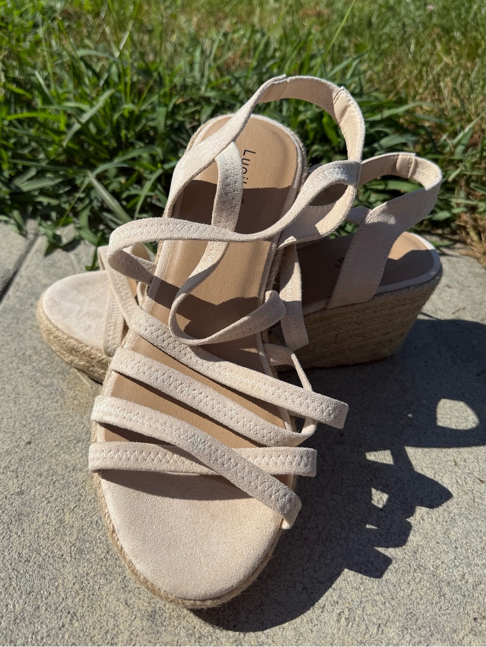 NEW Luoika Wide Width Wedge Sandals, Platform Ankle Strap Open Toe Espadrille 12